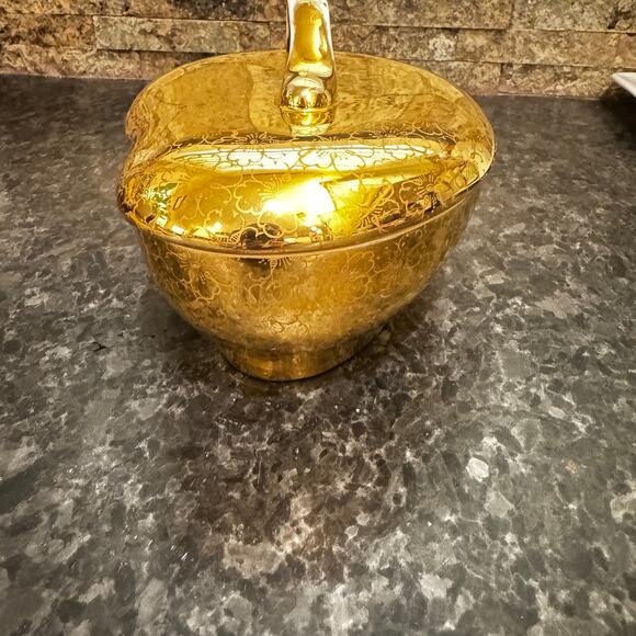 VTG Elynor China 24-Karat Gold-Plated Lidded Dish Vintage MCM Hollywood Regency - Picture 7 of 11